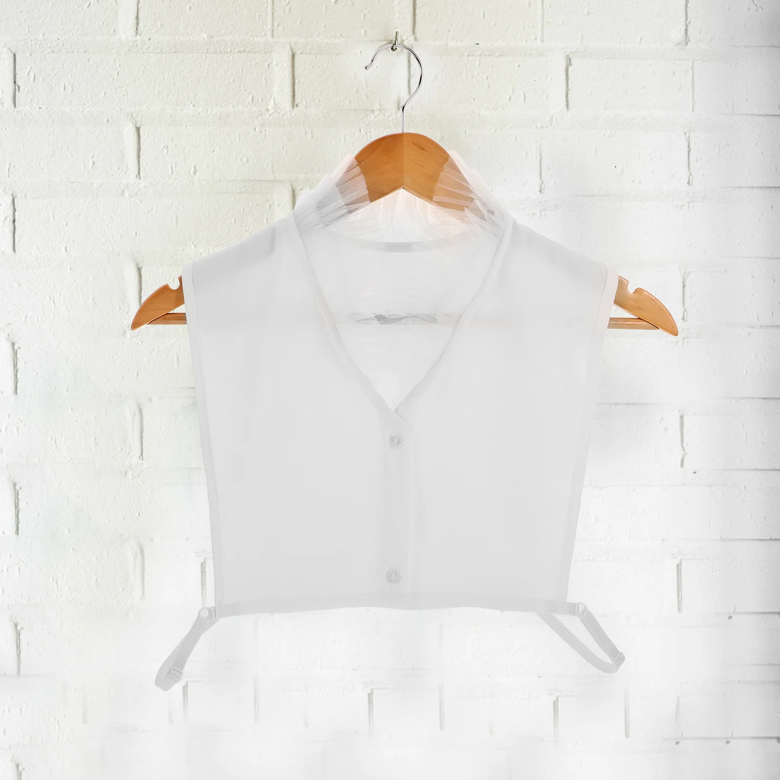 V-Shaped Half Shirt Chiffon False Collar Decorative Collar Layering Sweater Office Suit Blouse Insert Women Girls