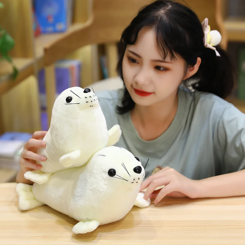 Boneka Hewan Laut Lucu dan Lembut, Boneka Singa Laut, Boneka Beruang Kutub Mata Besar, Hadiah Ulang Tahun untuk Anak Perempuan