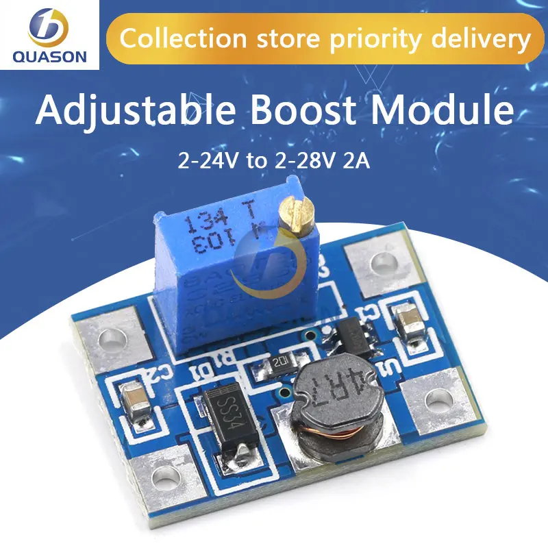 Smart Electronics DC-DC SX1308 Step-UP Adjustable Power Module Step Up Boost Converter 2-24V to 2-28V 2A