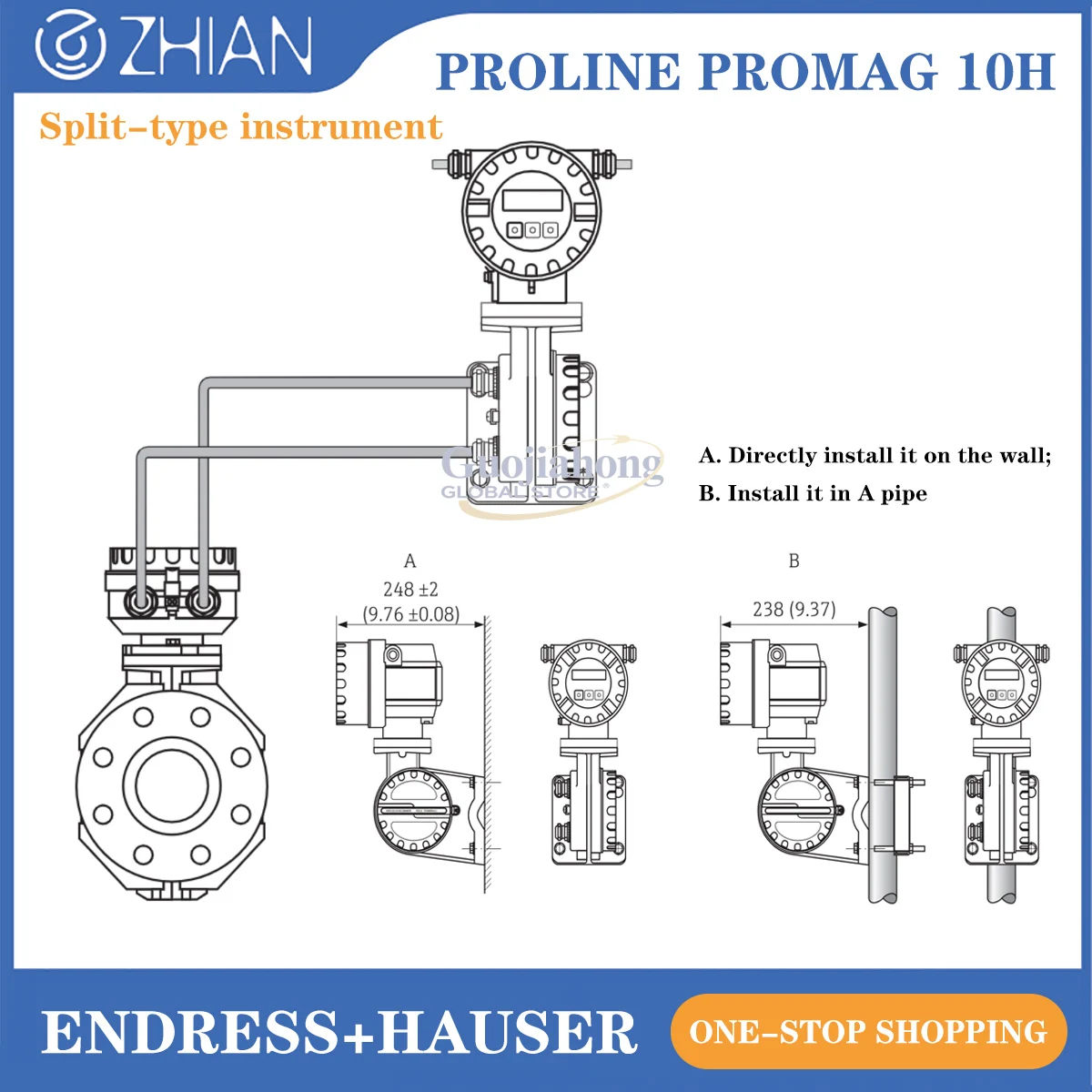 Elektromagnetische flowmeter Endress + Hauser magnetische flowsensor E + H Voedsel- en drankhygiëne Promag 10H1H 4 inch magnetische Flo
