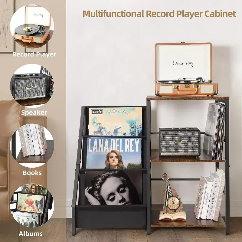Record Rack End Table 3 Tiers Record Storage Turntable Rack Record Machine Rack