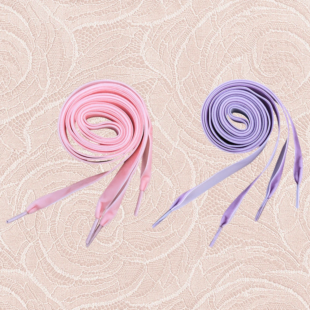 

2Pairs 1.6cm Wide Flat Shoelaces Purple 140cm Pink 140cm Durable Fine Workmanship Beautiful Appearance Boot Sneaker Loafer