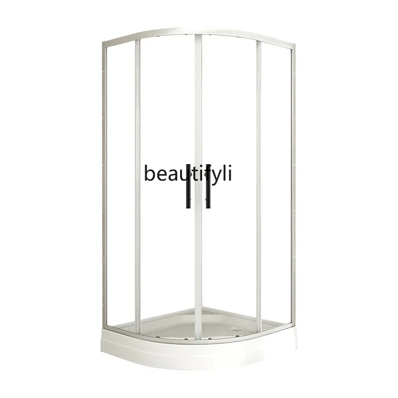 xx1Shower integral bathroom partition glass door bottom basin dry and wet separation simple curved bathroom