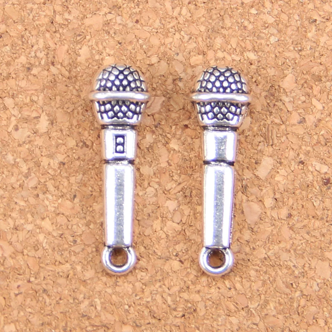 62pcs Charms Microphone 25x7mm Antique Pendants,Vintage Tibetan Silver Jewelry,DIY For Bracelet Necklace