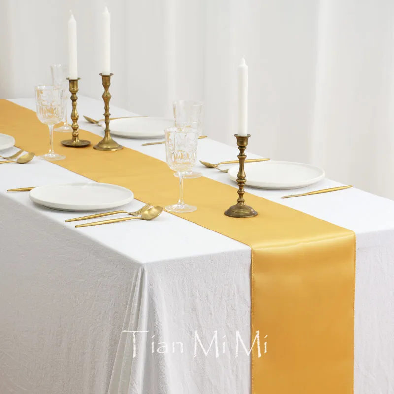 새틴 테이블 러너 웨딩 파티, 크리스마스 생일 홈 모던 커피 다이닝 럭셔리 테이블 장식, 30cm x 275cm