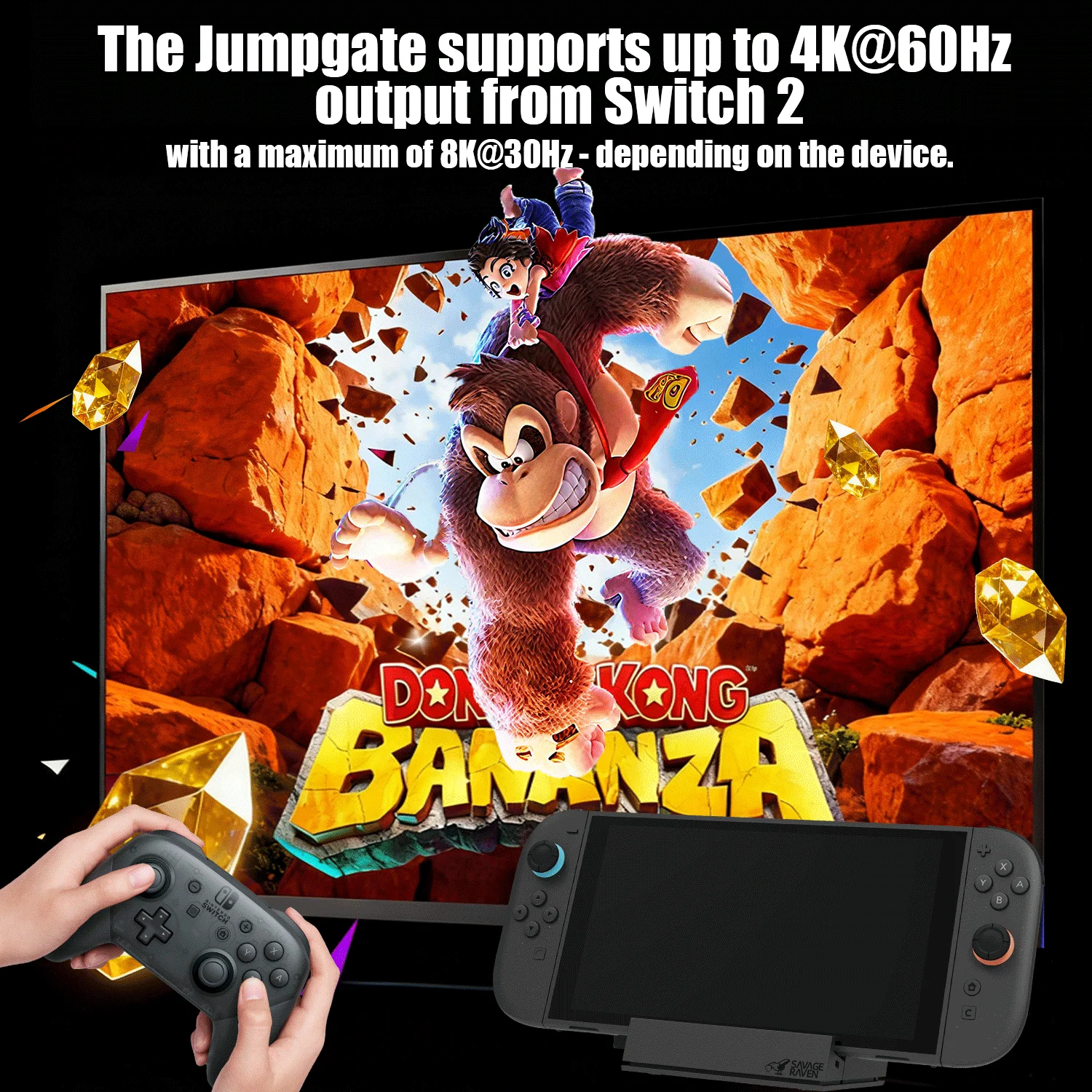 Savage Raven من Skull & Co. Jumpgate Dock USB C Hub محطة إرساء محمولة لنينتندو سويتش 2 وOLED