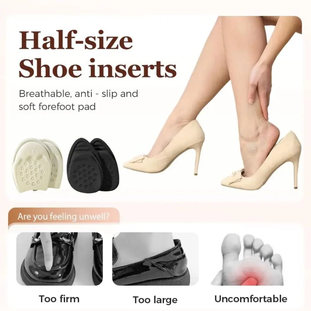 1pair One Size Fits All Non Slip Foot Pads Pointed Head Foot Care Shoe Pads Inserts Soft Comfort Foot Cushions High Heel Shoes