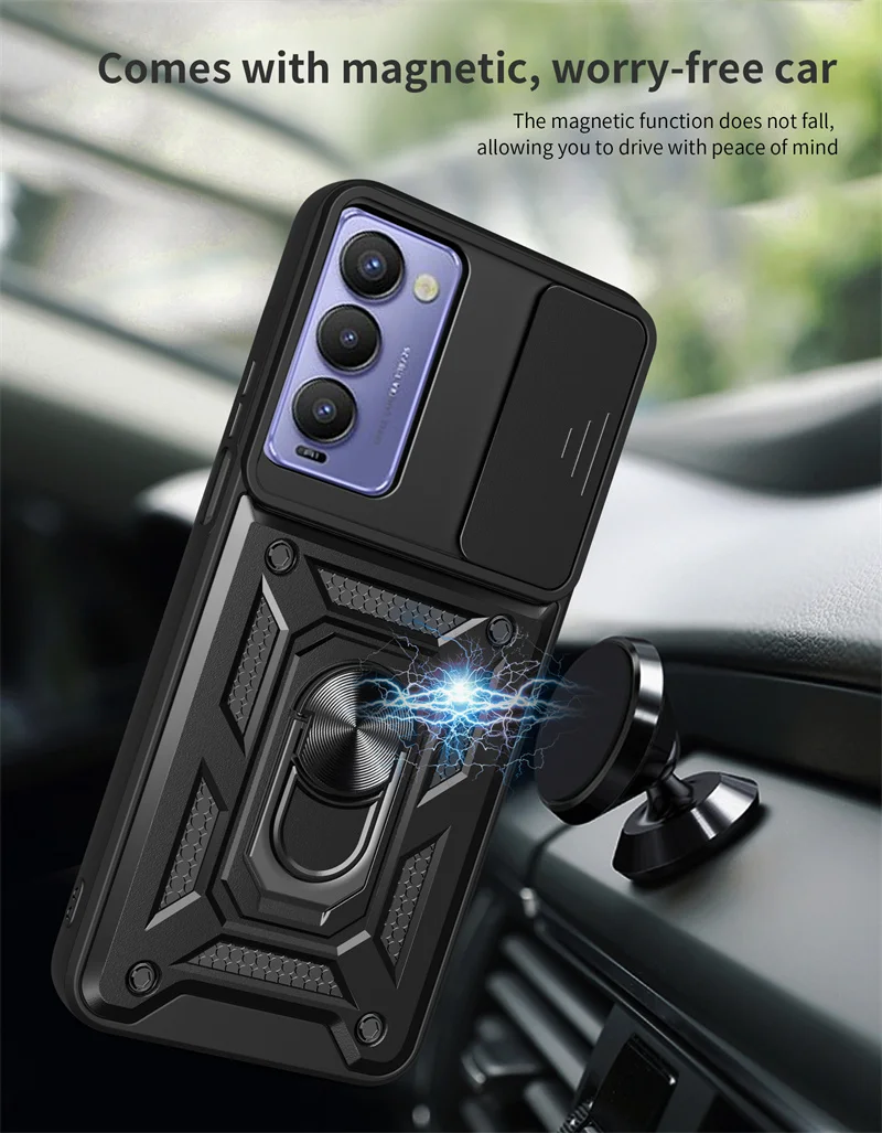 For Tecno Camon 18 18P Case Car Magnetic Ring Armor Phone Cases For Tecno Camon 18 Premier Camon18 P Camera Lens Protect Fundas