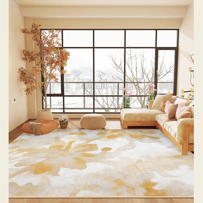 Warm Maillard Carpet For Living Room Home Decoration Chambre Rugs For Bedroom Leaves Modern Design Sofa Coffee Table Floor Mat