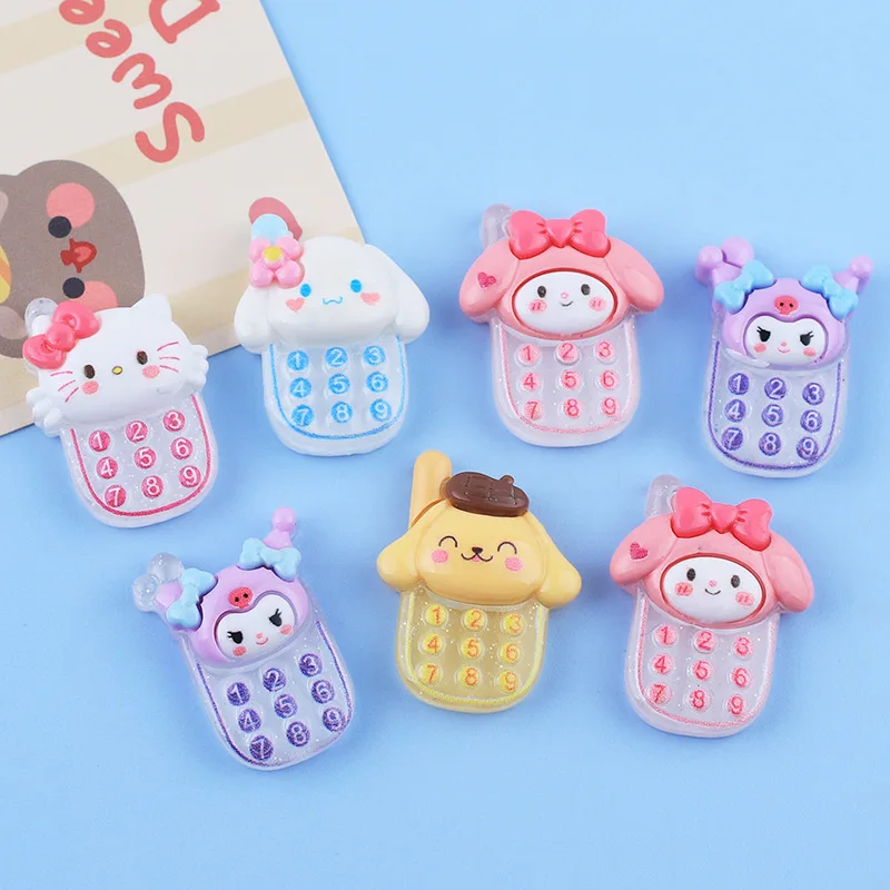 10Pcs Sanrios Kawaii Animal Phone Cartoon Resin Patch Cute Creative Hairpin Cream Glue DIY Hairpin Material Accessories Toy