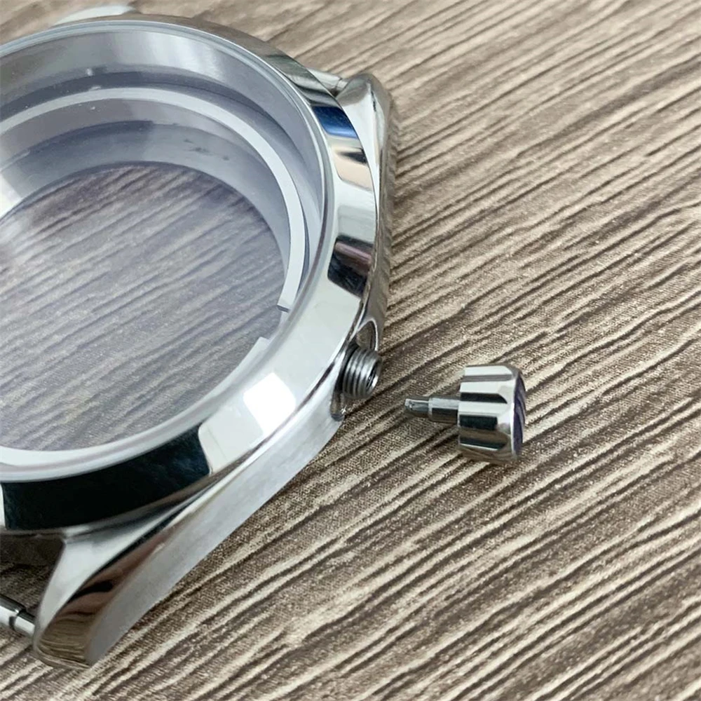 New NH35 Case 41mm 316L Stainless Steel Mineral Glass Mirror Watch Case Fits for NH35 NH36 4R 7S Movement 33.5mm Dial Watch Part