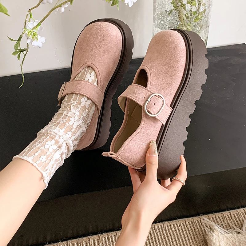 

Mary Janes Platform Shoes Women Summer 2025 New Pumps Shoes on Heels Round Toe Pink Designer Luxury Comfortable Wedge Heel Offer