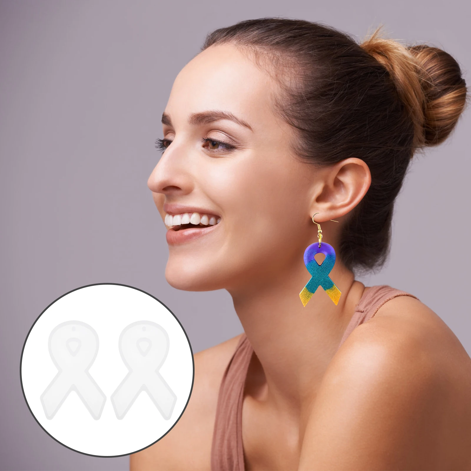 

2 Pairs DIY Earring Pendant Mold Silicone Jewelry Making Craft Supplies Resin Casting Trays Flexible Reusable Tools