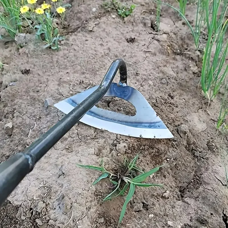 1 pieza, azada hueca endurecida de acero, rastrillo de deshierbe de mano, plantación de vegetales, herramienta agrícola para jardín, accesorios de deshierbe