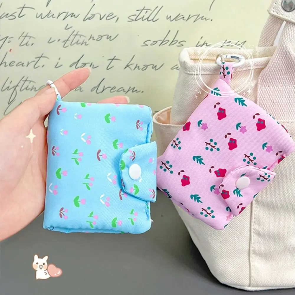 

Simple Cloth Coin Purse Multilayer Floral Print Card Holder Portable Mini Storage Bag