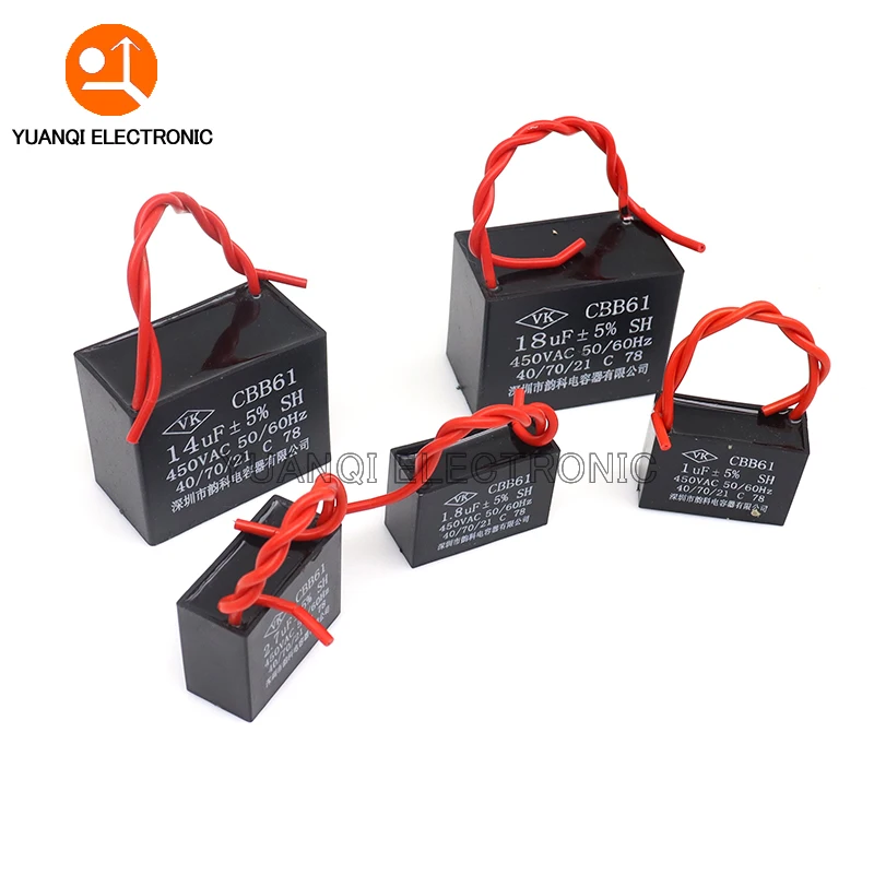 CBB61 Start capacitor 450V 1/1.2/1.5/1.8/2/2.5/3/3.5/4/4.5/5/6/7/8/10/12/15/16/18/20/25UF Fan Ceiling Motor Run Capacitor CBB