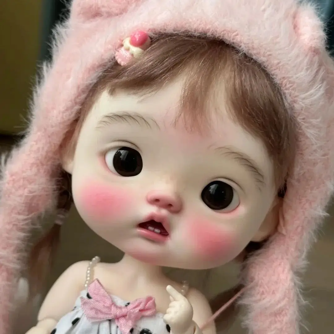 2024 New BJD 1/6 datou rourou Qbaby Big head Resin Doll Fashion Girl Smile Spot makeup free shipping