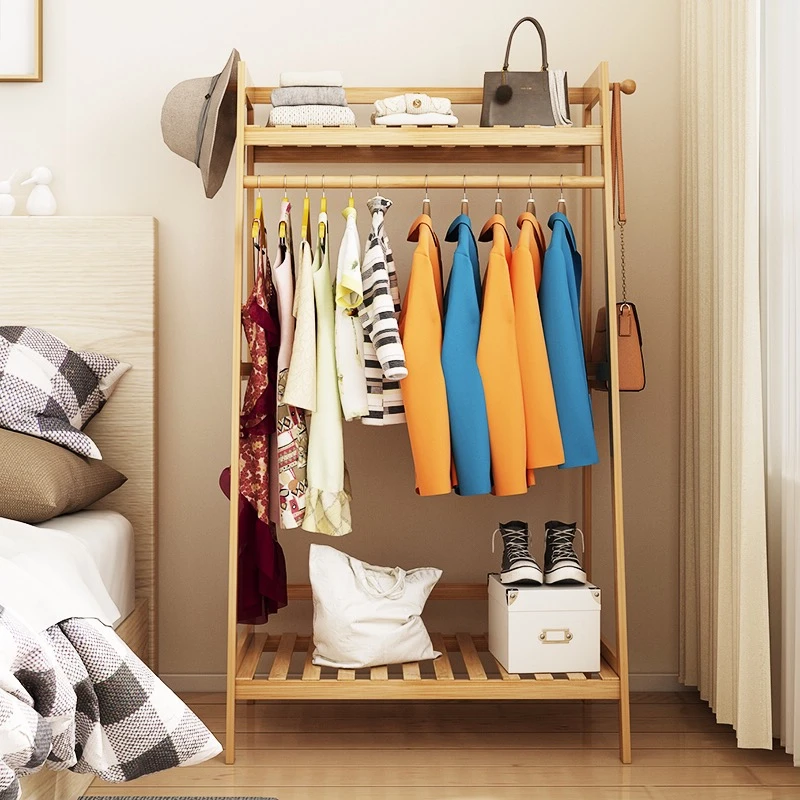 

Multi-function Coat Rack Floor Standing Clothes Hanger Stand Clothes Hanger Furniture Wardrobe Shoe Hat Rack Wood