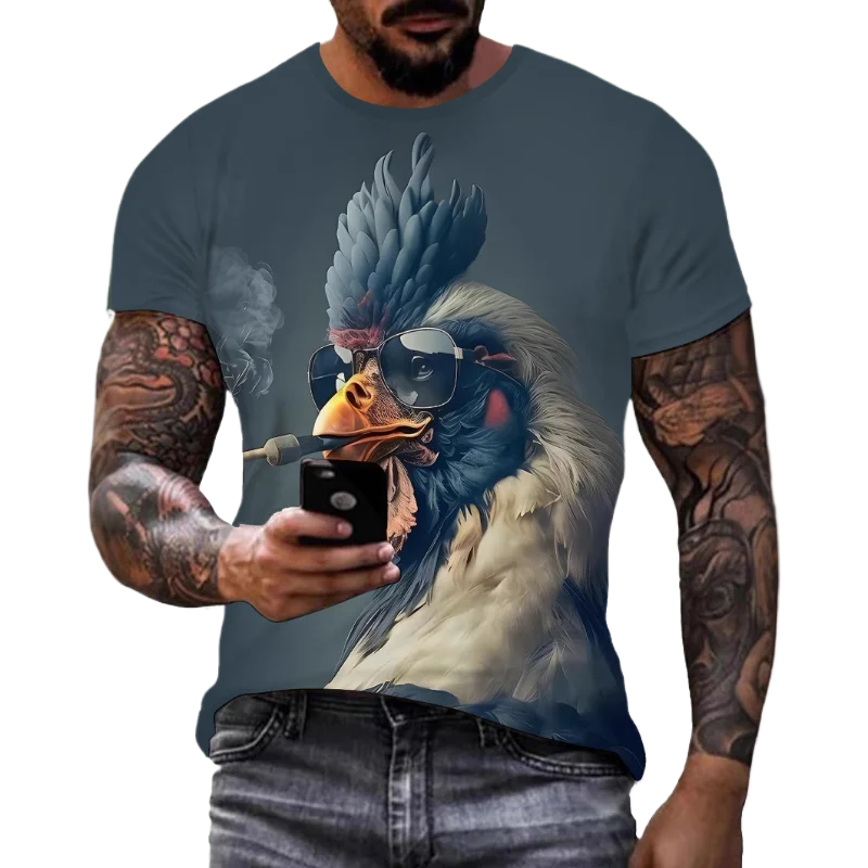 T-shirt décontracté à manches courtes pour hommes, impression numérique 3D, graphique créatif, ample, respirant, haut à col rond, vêtements drôles