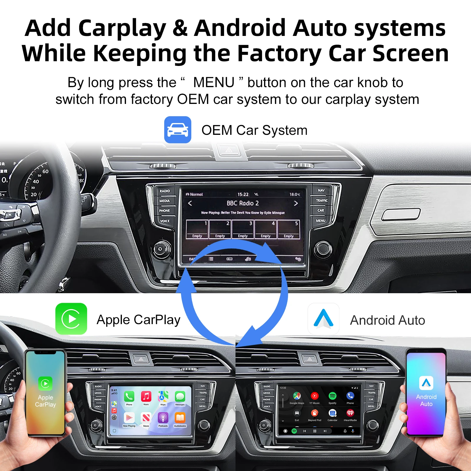 EzoneTronics OEM ترقية الشاشة فك صندوق واجهة الوسائط المتعددة CarPlay أندرويد السيارات التحديثية عدة لشركة فولكس فاجن سوكدا مقعد MIB MIB2 pl #4