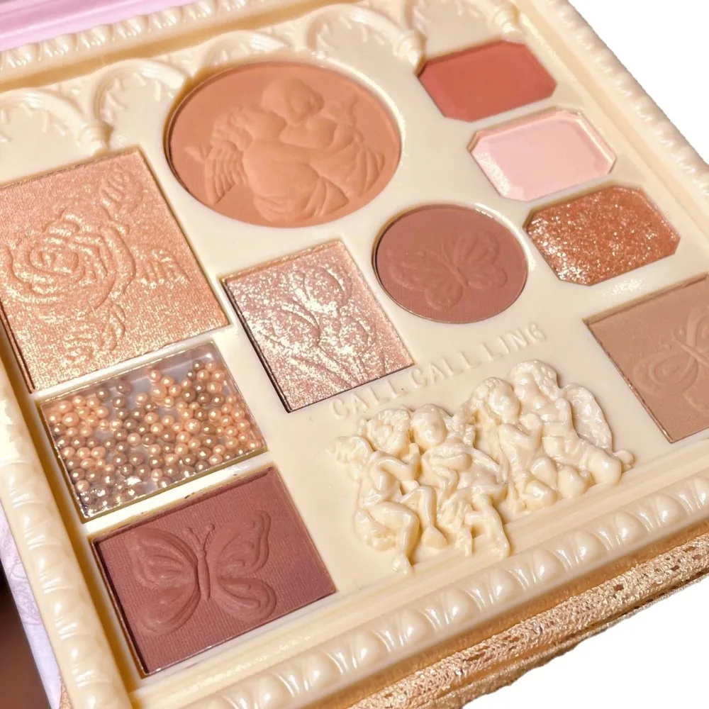 อายแชโดว์บลัชออนไฮไลท์อเนกประสงค์ 1 ชิ้น ลายลายนูนรูปนางฟ้า กันน้ำ ติดทนนาน เครื่องสำอางสำหรับผู้หญิง