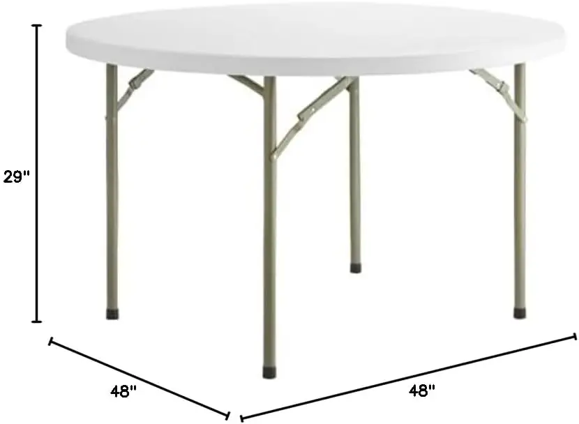 Round 48 Inch Heavy Duty Granite White Plastic Folding Table Desk Bar Coffee Camping Outdoor Portable Bistro