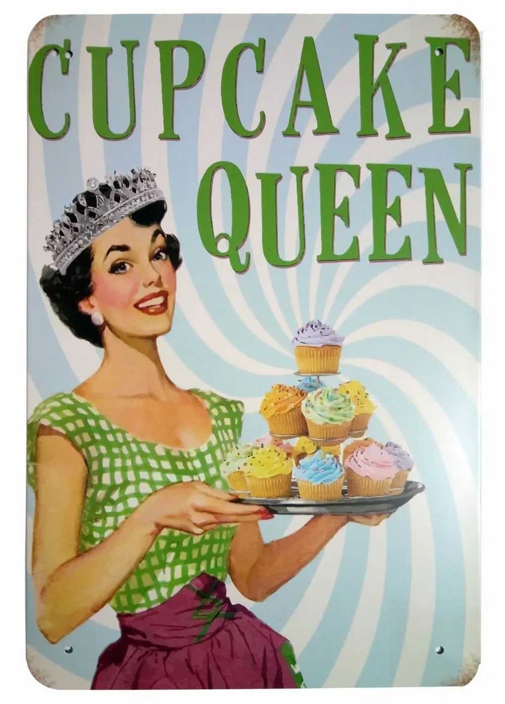 ERLOOD Cupcake Queen Home Decor Metal Tin Sign Wall Decorative Sign 8 x 12