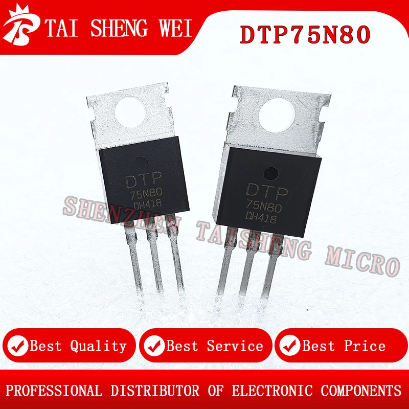 

5PCS Brand New DTP75N80 ME75N80C TO-220 80V 75A N-Channel Controller Inverter FET Transistor Brand New