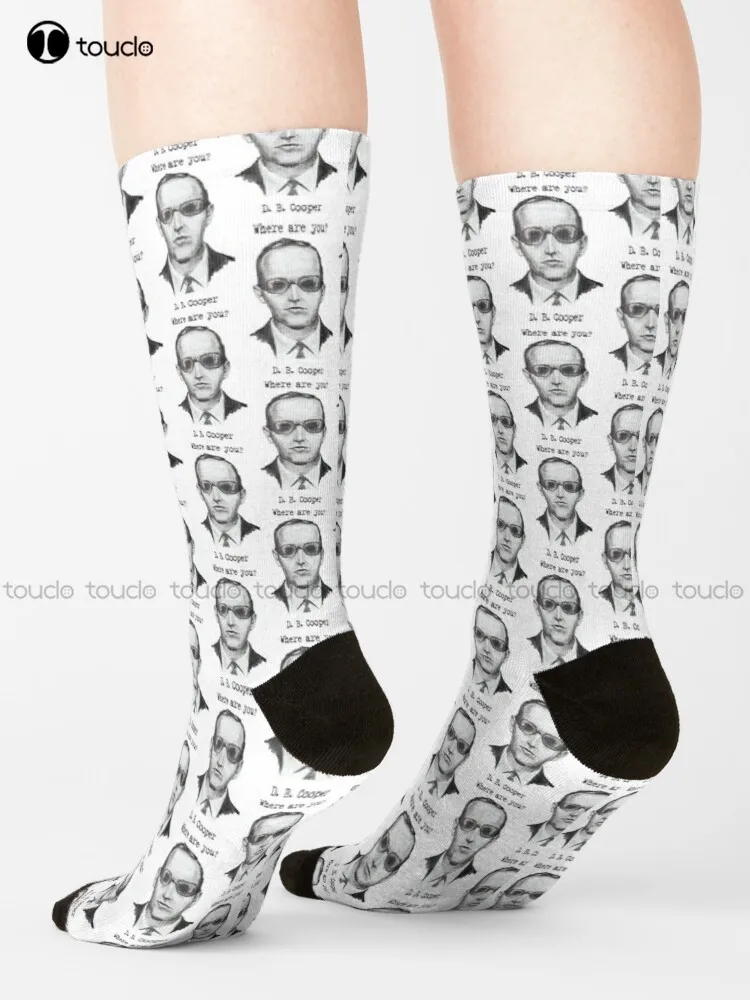 

D. B. Cooper Where Are You Socks Mens Funny Socks Personalized Custom 360° Digital Print Gift Harajuku Street Skateboard Socks