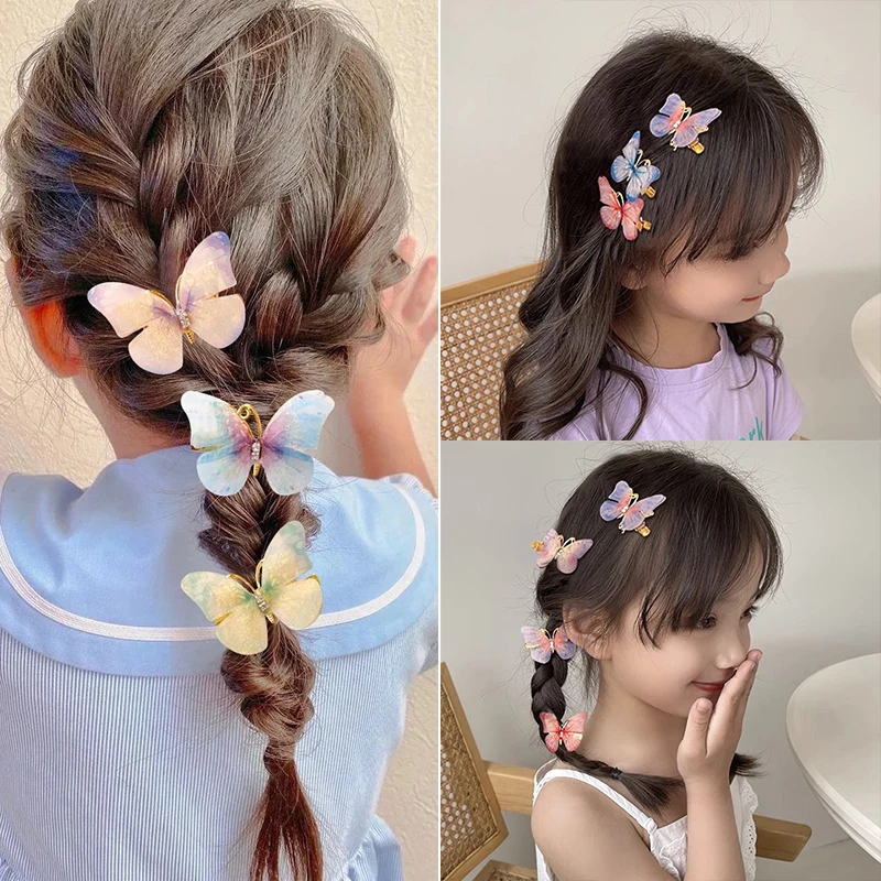 Accesorios para el cabello de 2 piezas para niña y mujer, pinzas para el pelo de diamante rosa, horquilla de mariposa para invitados de boda, tocado de Metal brillante