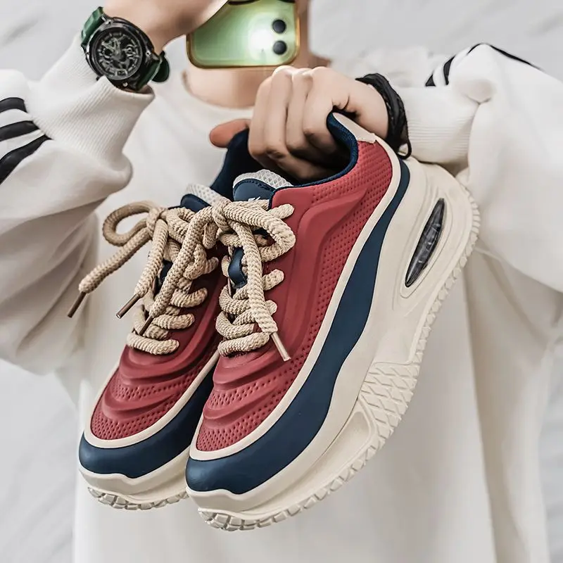 

Men's Elevator Shoes Height Increasing Leather Dad Sneakers Autumn New Casual Sport Chunky Footwear