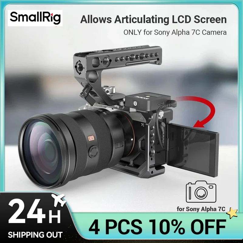 SmallRig DSLR a7c klatka operatorska do sony a7c Cage rig z zimnym butem 1/4 \'\'Arri Hole do mikrofonu ledowe światło wypełniające rozszerzenie 3081