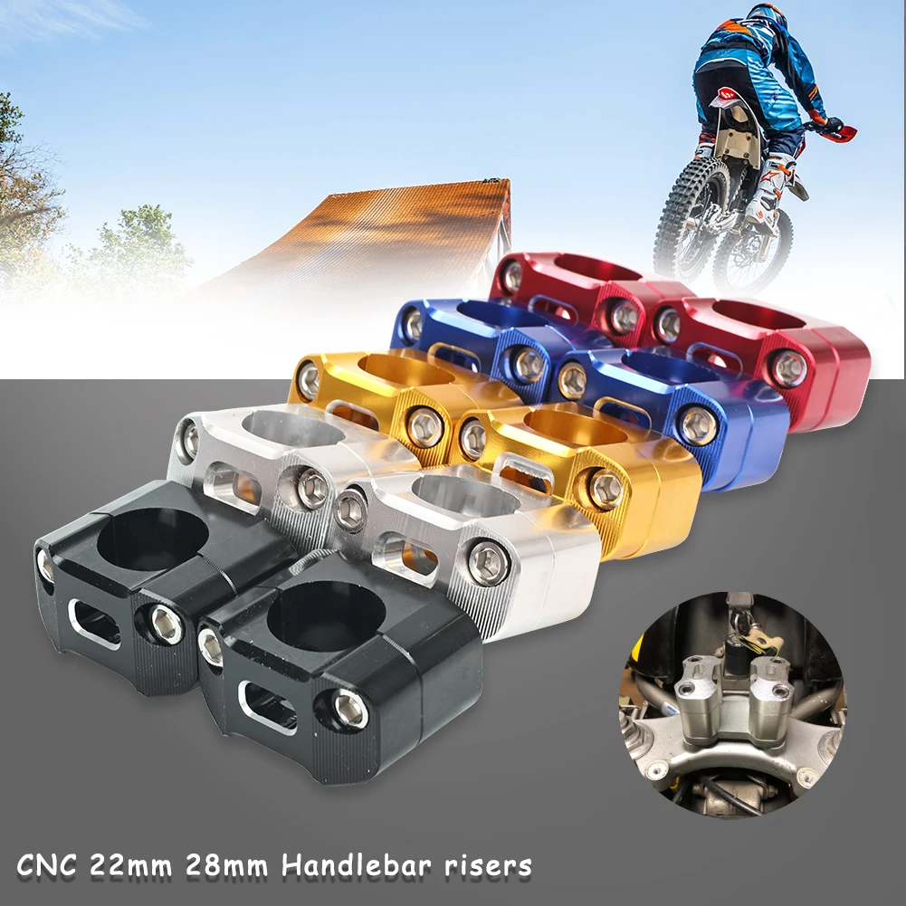 CNC 22mm 28mm Off road Motorcycle Bar Clamps Handlebar Risers Adapter For 7/8\