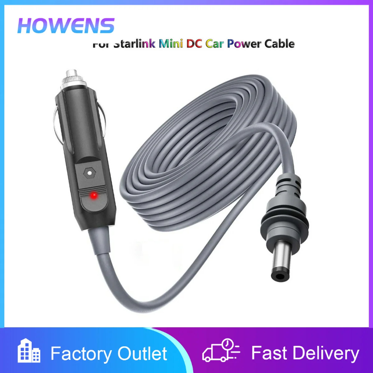 16FT/5M For Starlink Mini DC Power Cable Direct To Cigaretter 12V - 24V Adapter Power Cable For Starlink Mini Waterproof DC Plug