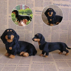 1pc Lifelike Dachshund Simulation Animal Model Sausage Dog Plush Fluffy Stuffed Ornament Home Decoration Kids Toy Birthday Gift