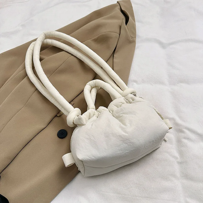 DKQWAIT Lässige, mit Nylon gepolsterte Einkaufstasche, Designer-Schulter-Umhängetasche für Damen, einfache Vintage-Handtaschen mit großer Kapazität, 2023 3