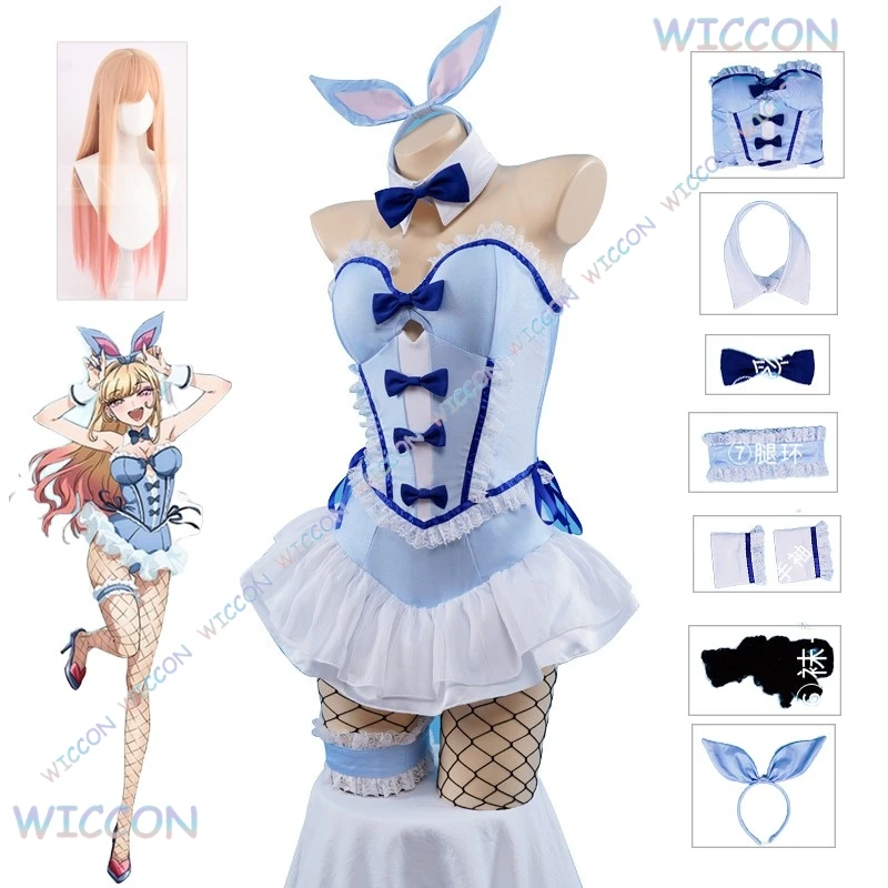 [BankaiMode]Anime MyDressUp Darling Kitagawa Marin Cosplay Blue Bunny Marin Kitagawa Wig Bunny Ear Cosplay Costume Women Hallowe