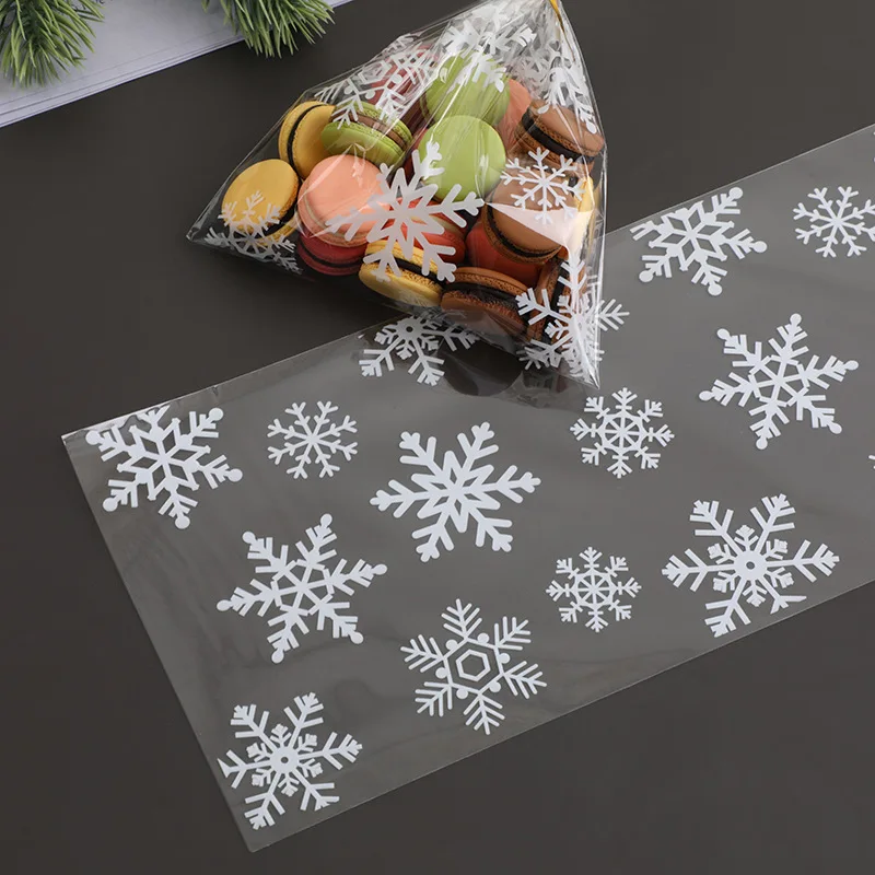 Schneeflocke Süßigkeiten Taschen Weihnachten Transparent Cookie Popcorn Verpackung Plastiktüte Weihnachten Party Dekorationen Geschenk Taschen für Kinder – Detail 8