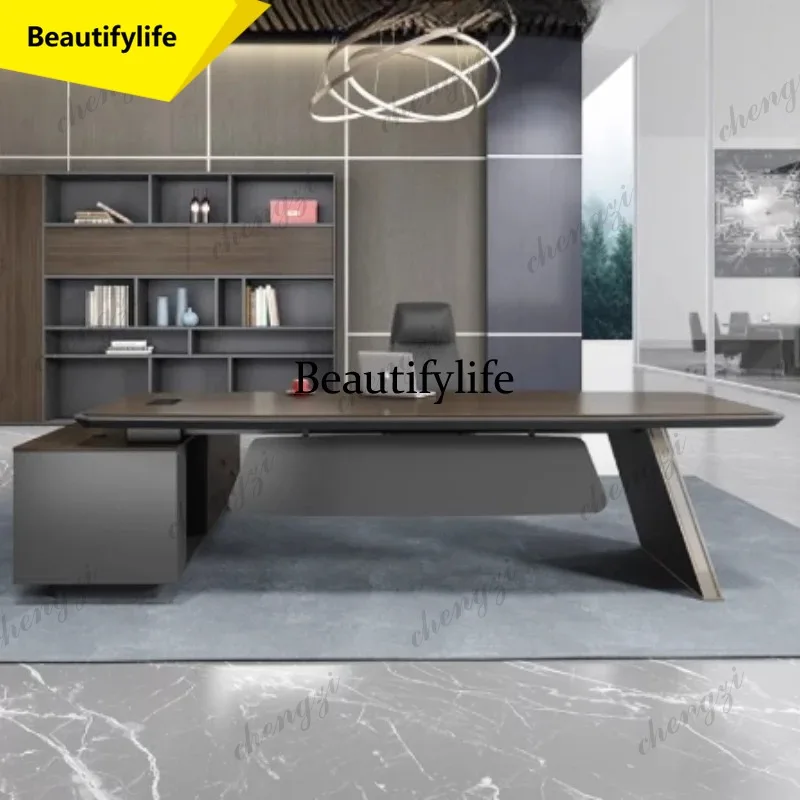 M02 TTT Luxury Wide Upgrade Office Desk Drawer Household Executive Storage Computer Desks Study Wood Black Escritorio Oficina