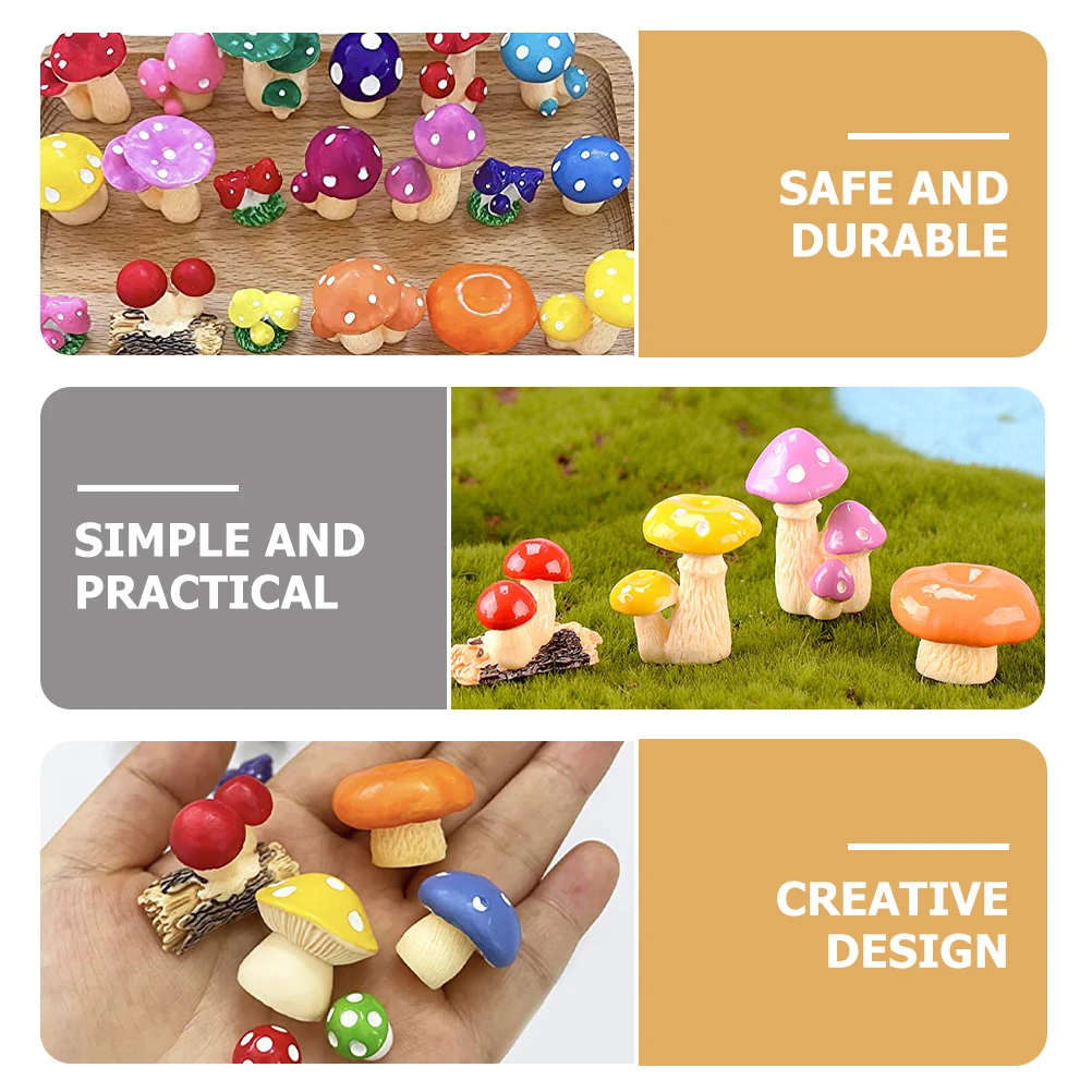 

16pcs Miniature Mushroomscreative Garden Bonsai Micro Landscape Ornament Mini Mushroom Tiny Statue For Home Decor