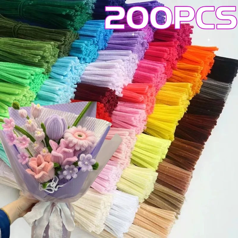 200 pièces Chenille tiges jouets bricolage bandes torsion barre enclume fil artisanat tuyau créatif passe-temps enfants en peluche bâton Chenille bâtons