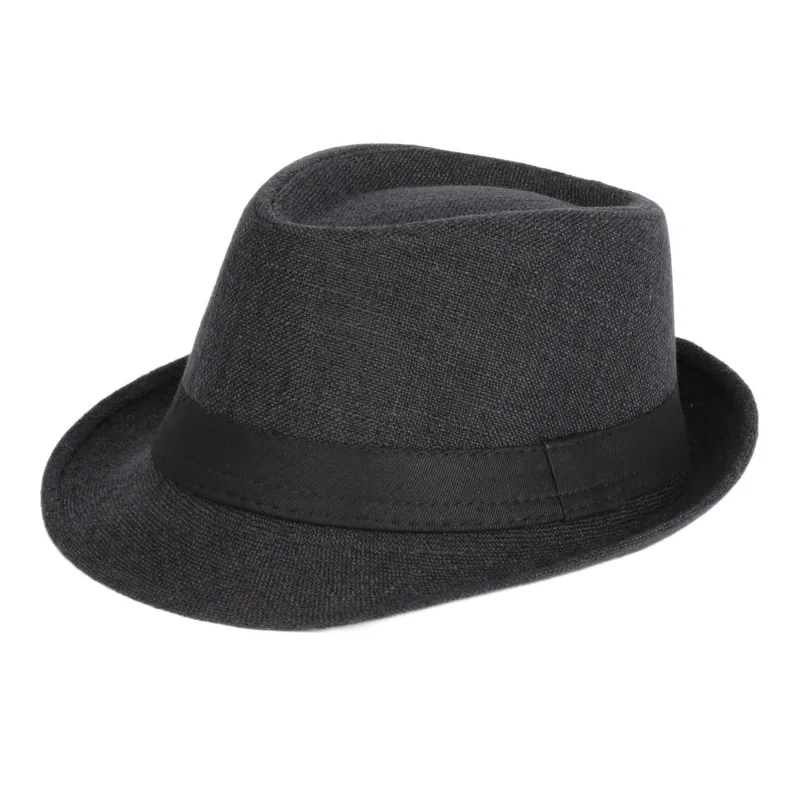 Wholesale Fashion High Quality Unisex Grind Arenaceous Design Jazz Dad Fedora Hats With Black Ribbon