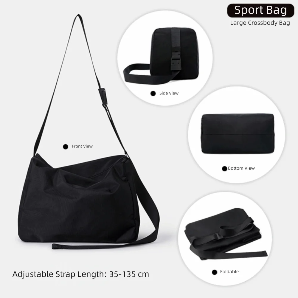 حقيبة كتف رجالية بلون سادة متعددة الوظائف ذات سعة كبيرة من القماش حقيبة كروس بحزام عريض وخفيفة الوزن وبسيطة