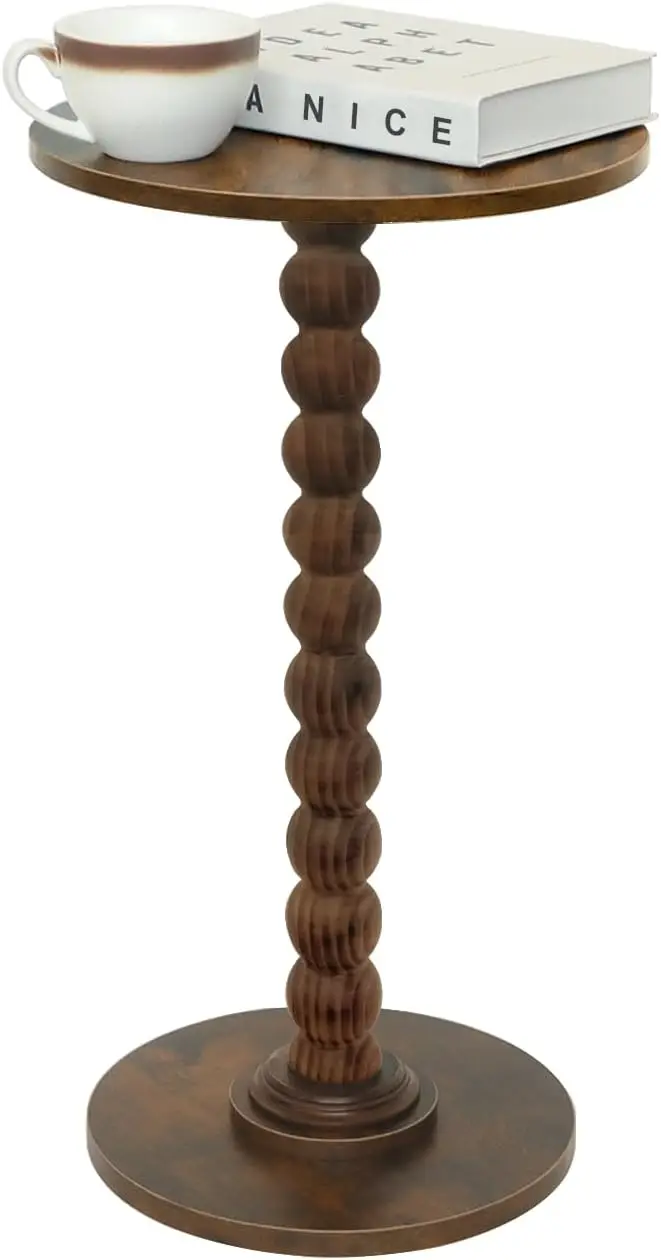 

Круглый приставной столик с ножками из массива дерева, современная прикроватная тумбочка для гостиной, спальни и офиса в деревенском стиле, цвет коричневый.