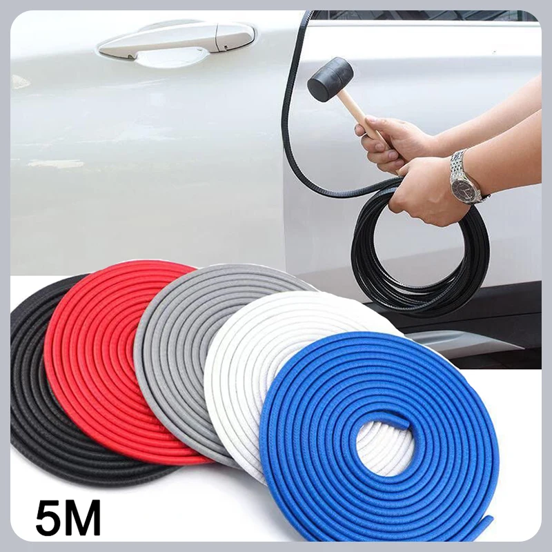 U Type Car Door Edge Protective Rubber Strips 5M Side Doors Moldings Adhesive Scratch Protector Anti Collision Auto Decoration