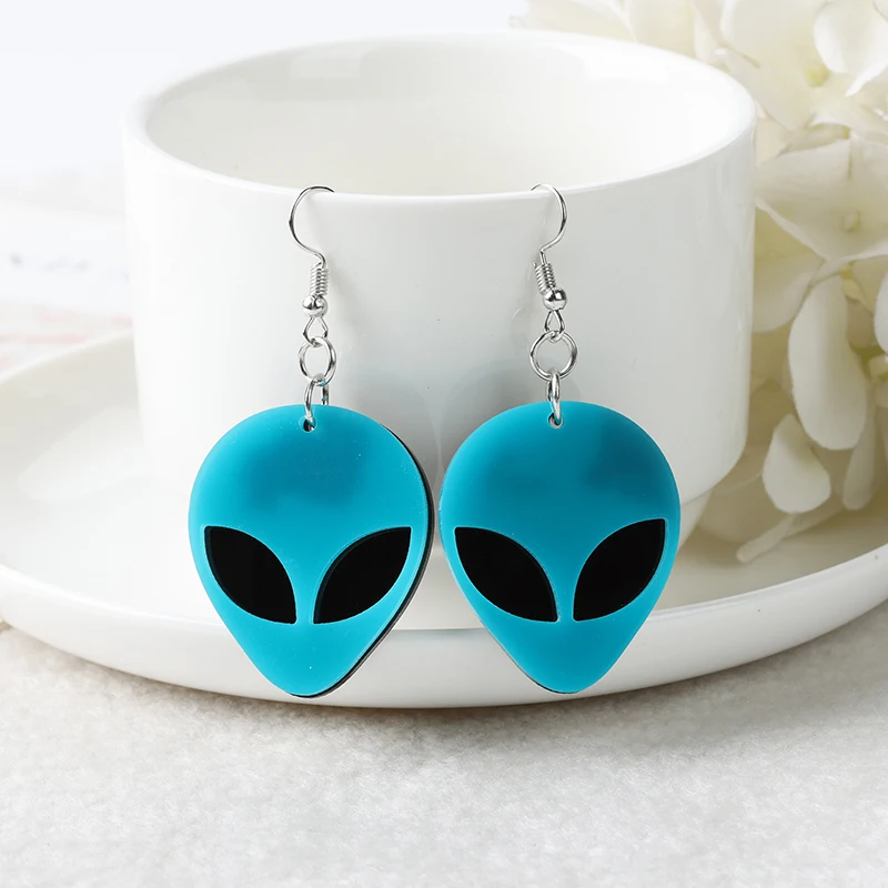 1Pair UFO Woman Dangle Earrings Acrylic Drop Earrings for Girl Birthday Gift