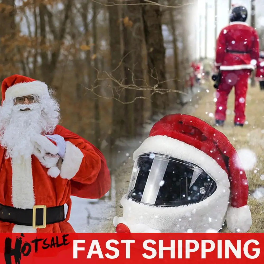 

Christmas Helmet Cover Elastic Motorcycle Santa Claus Funny Cover Plush Personalized Helmets Motorcycle Accessoories