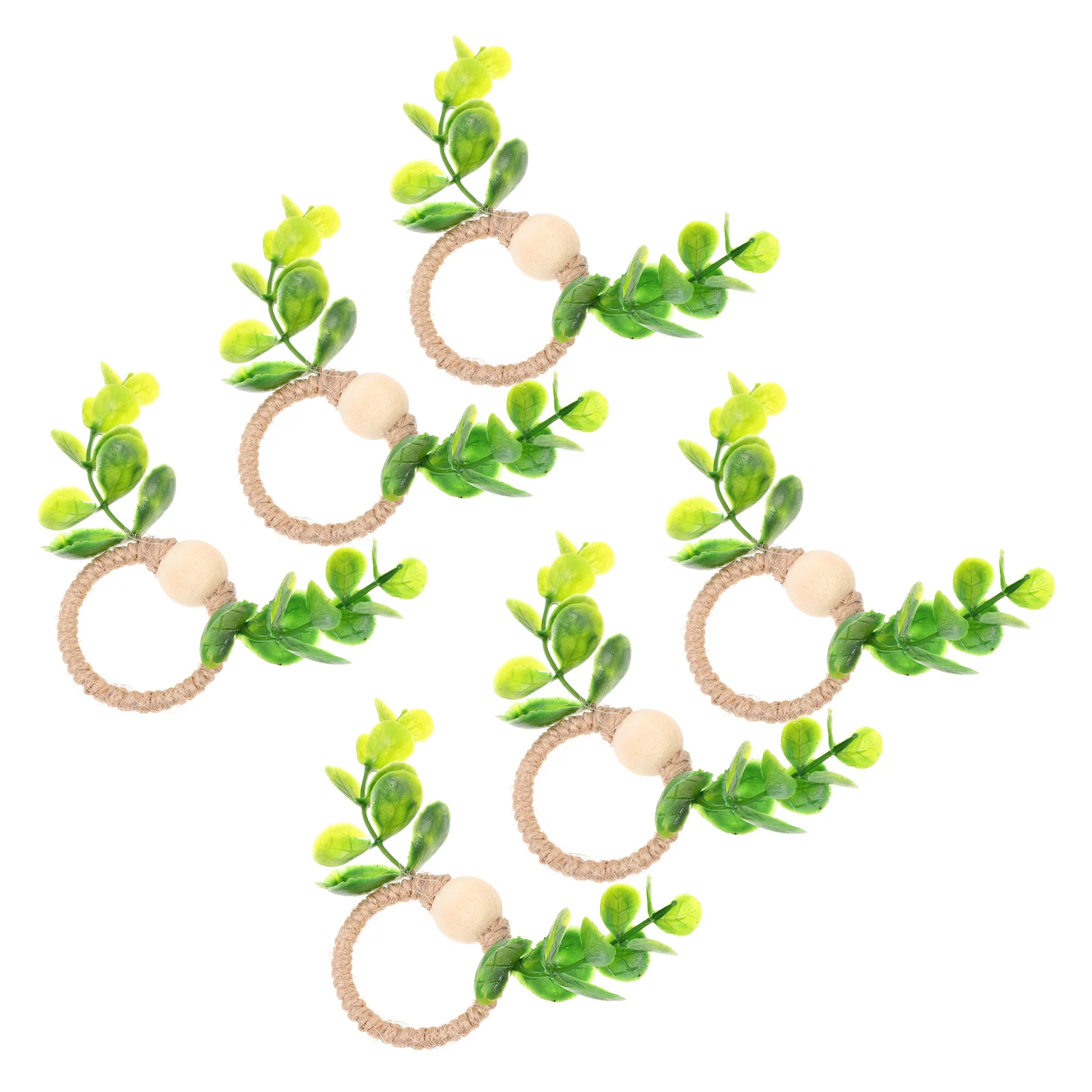 

6Pcs Napkin Rings Eucalyptus Leaf Design Rustic Decorative Napkin Holders for Dining Table Banquet Party Restaurant Use