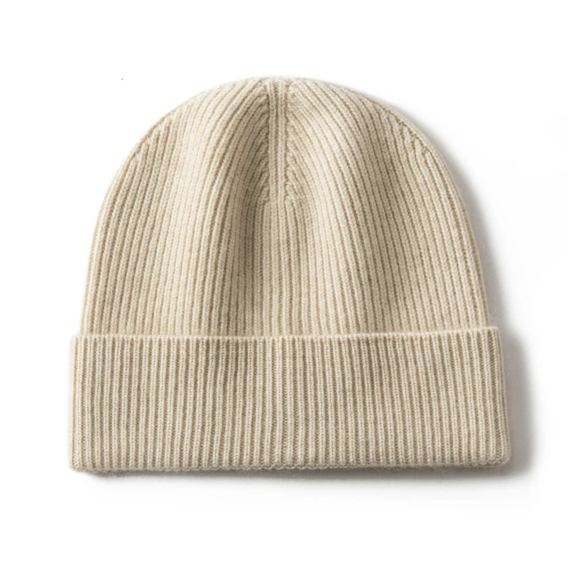 MERRILAMB Cappello in cashmere naturale per uomo Inverno Morbido caldo Outdoor Casual Berretto lavorato a maglia Cappello Autunno Berretti a costine in tinta unita