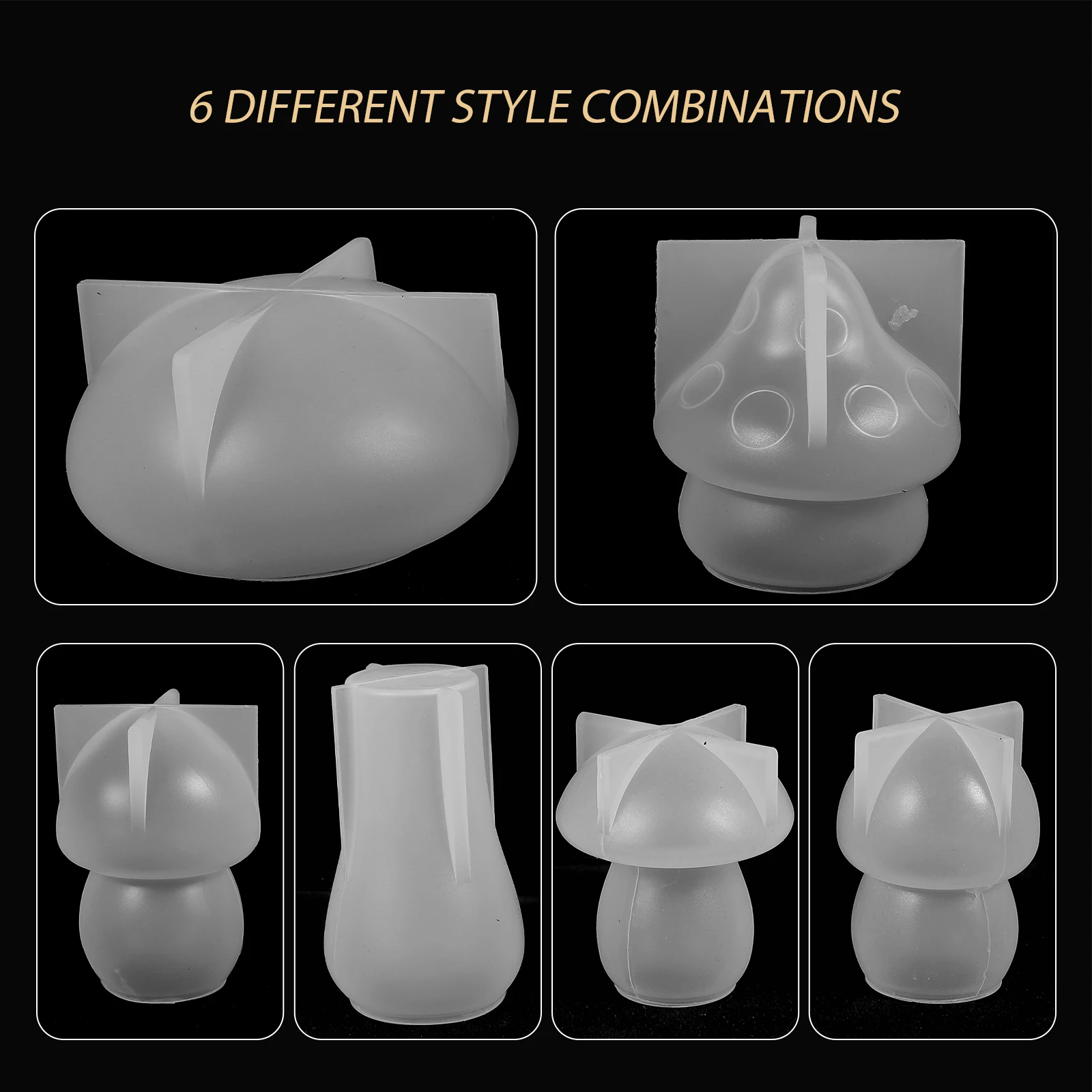

6 Pcs Mushroom Decor Molds for DIY Crafts Silicone Fondant Epoxy Casting Non Stick Flexible Reusable Jewelry Accessories